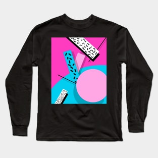 80s Bubble Gum Geometric Design Pattern Long Sleeve T-Shirt